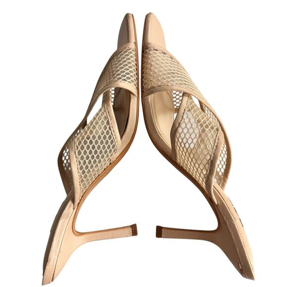 Zara Mesh Stiletto Mules Nude Cream Size 10 / 41 - Picture 11 of 14